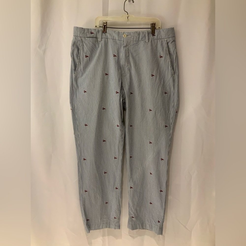 Polo Ralph Lauren Blue Striped Chinos with Embroidered Accents 36 waist